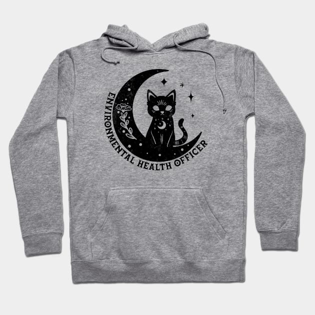 Environmental Health Officer -  Magical Cat On Moon Design Hoodie by best-vibes-only